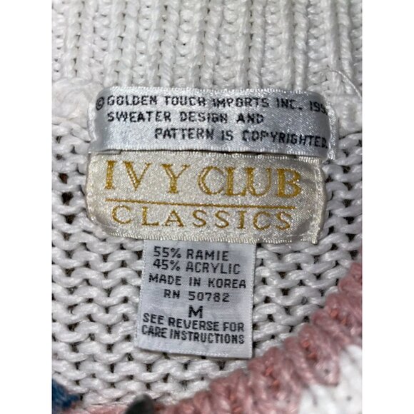 Vintage Ivy Club Sweater Women's M Geometric Mock Neck Grandmacore Used - Picture 7 of 15